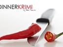 Rotes Chili mit Messer, Text 'Dinnerkrimi'.