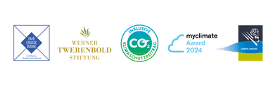 Logos von Fair Cruise Work, Werner Twerenbold Stiftung, CO2 Klimaschutzbeitrag, Award 2024, Green Award.