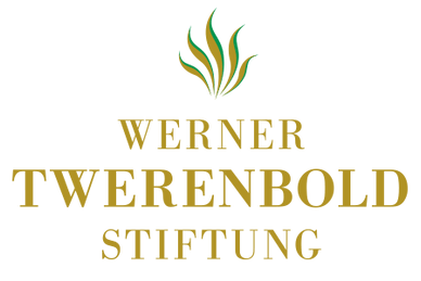 Logo der Werner Twerenbold Stiftung auf schwarzem Hintergrund.