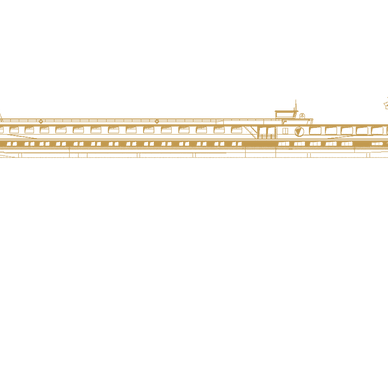 Seitenansicht eines Schiffsdiagramms auf schwarzem Hintergrund.