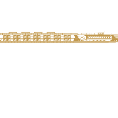 Silhouette eines eleganten Schiffes auf schwarzem Hintergrund.