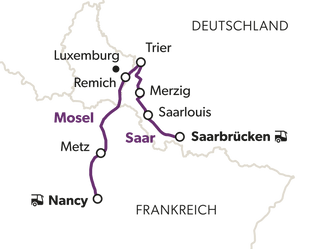 die-saar-und-lothringen-9.png Karte mit eingezeichneten Verbindungen zwischen Städten in Deutschland und Frankreich.