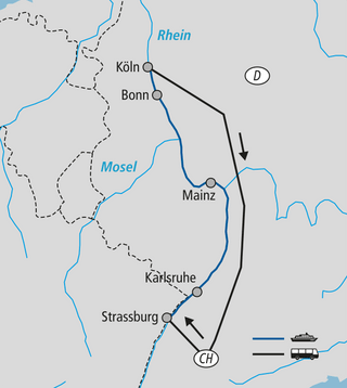 weihnachtsflussreise-romantischer-rhein-3.png Karte mit Strassen- und Flussverlauf durch verschiedene Städte.