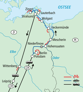 von-berlin-zur-ostsee-2.jpg Karte von Rad- und Bahnstrecken in Deutschland mit Städten und Routen.