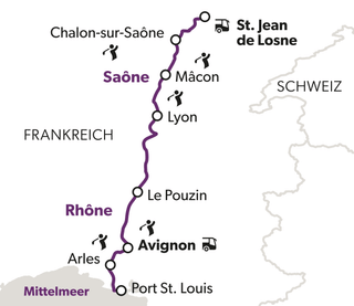 le-bonheur-du-golf-saone-rhone-6.jpg Karte der Route entlang der Saône und Rhône in Frankreich.