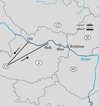 mit-musik-ins-neue-jahr-auf-der-donau-3.png Karte mit Linien zwischen Städten in Mitteleuropa.