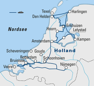 ijsselmeer-2.jpg Karte von Holland mit Städten und Fährverbindung.