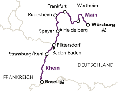 best-of-rhein-main-8.jpg Karte der Route von Basel nach Würzburg mit Städtenamen.