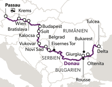 grand-tourins-donaudelta-9.jpg Karte des Donaulaufs von Passau bis zum Delta durch mehrere Länder.