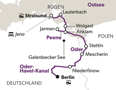 zu-den-kranichzuegen-an-der-ostseekueste-8.png Karte von Deutschland und Polen mit hervorgehobenen Städten und Routen.